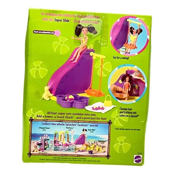 Vintage Polly  Pocket Splashin Fashion Super Slide with Lila 2002 New in Pak - Picture 2 of 4